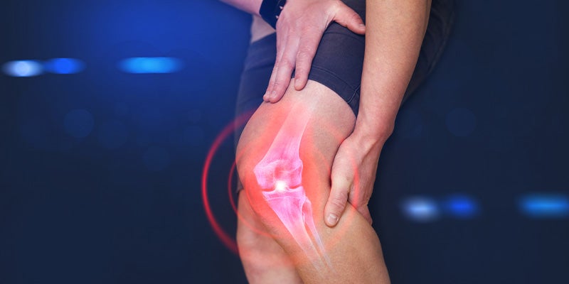 Knee pain image showing pain. 